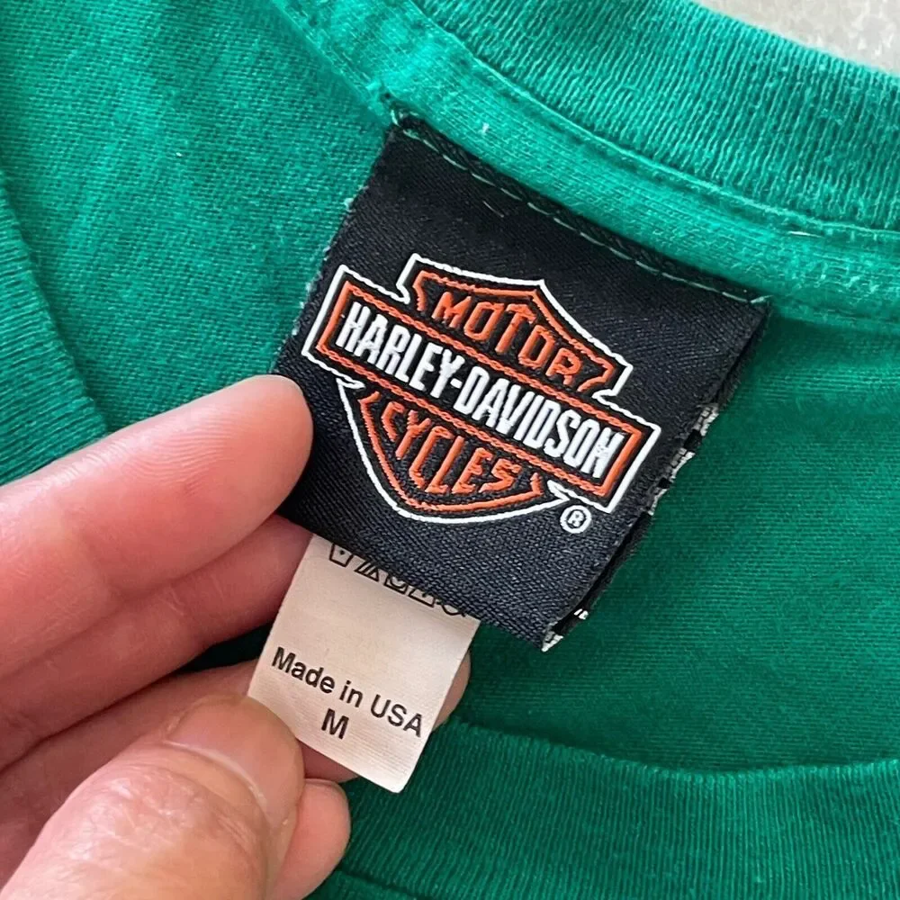 Harley Davidson Texas Green T Shirt Sz‎ M 100% Comb Ring Spun Cotton Made In USA